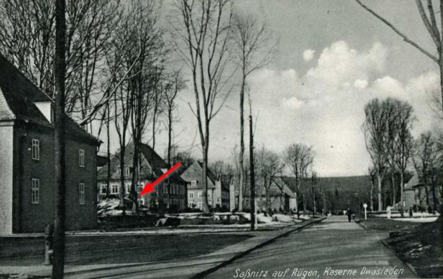 Sassnitz, Kaserne Dwasieden. Postkarte um 1938.